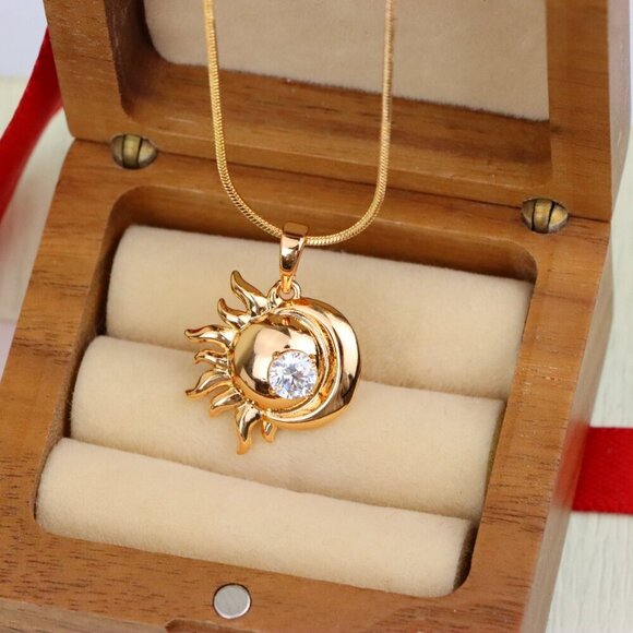 "Round Green Stone Pendant in Rose Gold Finish, XPPT1561 - Picture 7 of 13